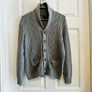 Tasso Elba Men's Gray Cable Knit Cardigan Size Small Preppy